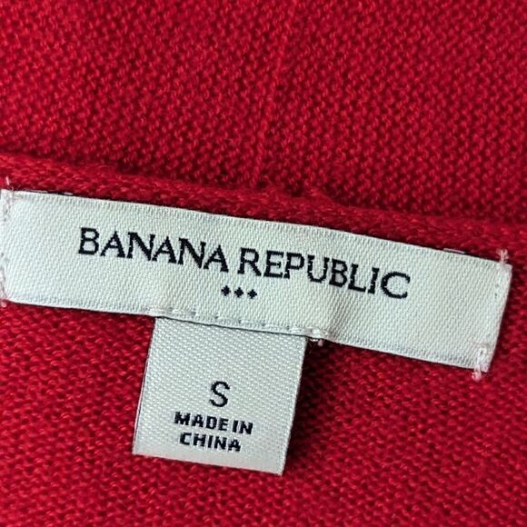 Banana Republic Merino Wool Cashmere Blend Holiday Red V-neck Sweater sz S - Picture 3 of 4